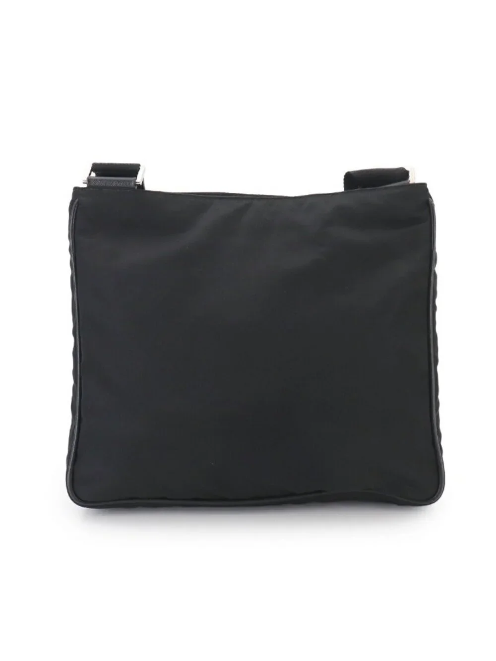 Prada Shoulder Bag Nylon Saffiano Leather Nero Black Silver